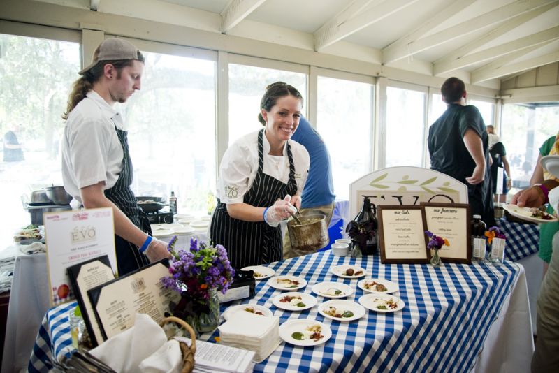 EVO chef Black McCormick whips up a port meat ball dish for guests to enjoy.