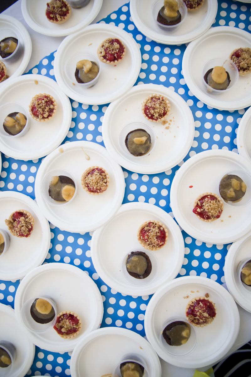 To satisfy everyone’s sweet tooth, Caviar and Bananas made fudge brownies topped with Jeni’s Splendid Salty Carmel ice cream and bananas foster sauce as well as a strawberry tart using berries from Hickory Bluff Farms and sprinkled with oatmeal crumb.