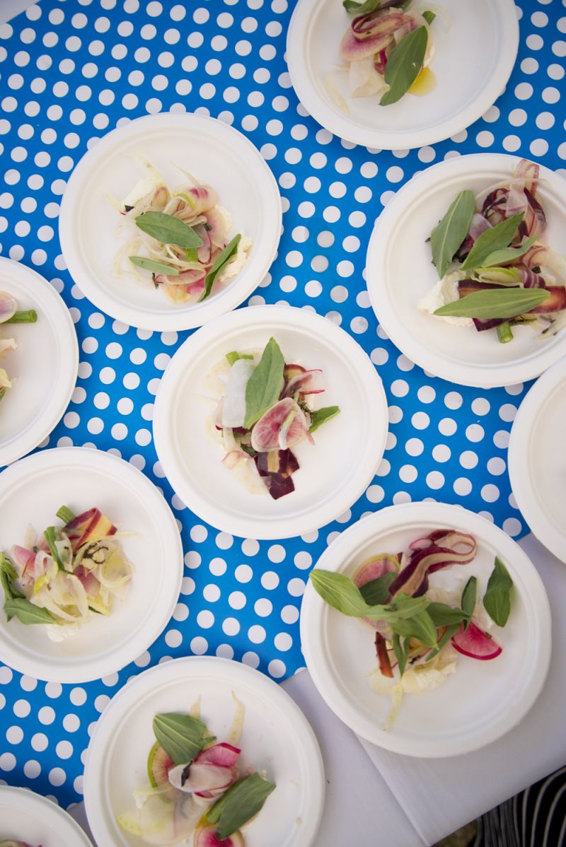 A spring vegetable salad from Indaco featured baby beets, baby carrots, and fava greens from Rooting Down Farms.