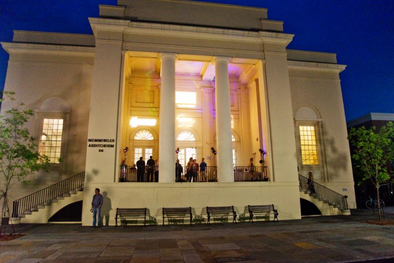 Memminger Auditorium lit up for the event