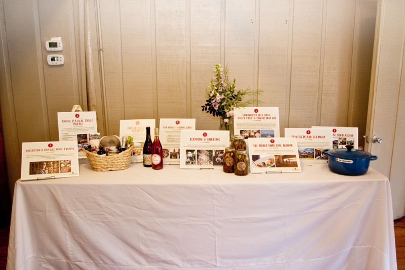 A display table of auction items