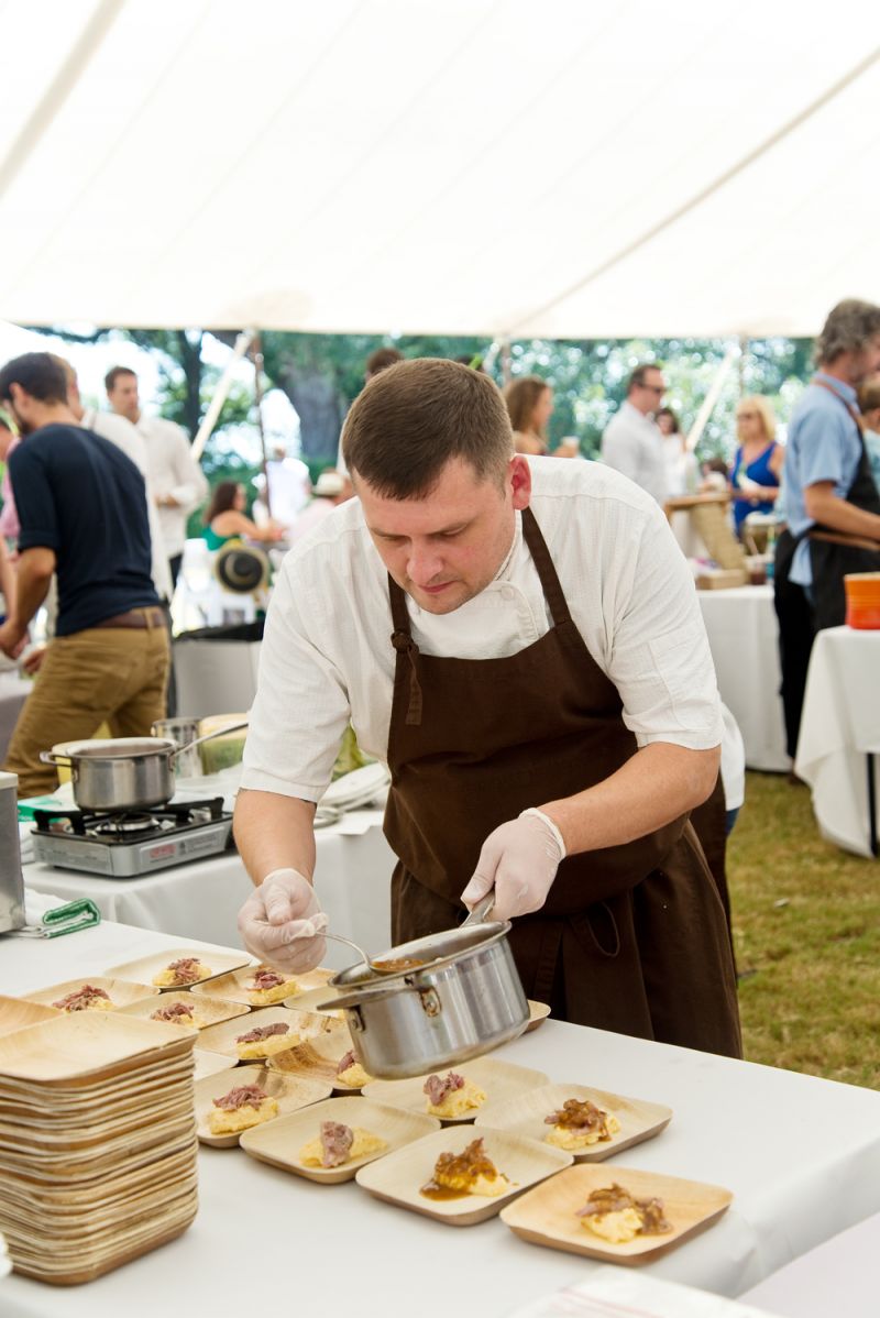 Travis Grimes of Husk plated preserved duck.