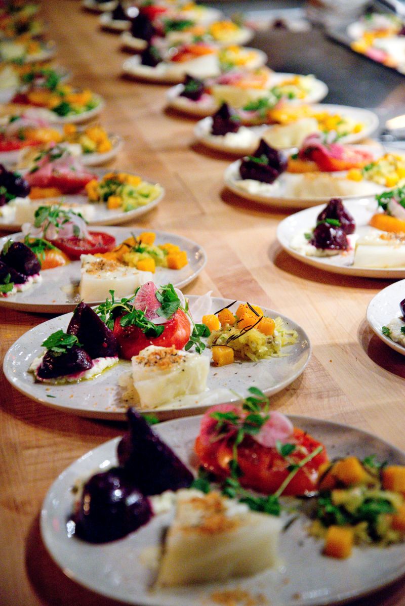 A vibrant plating of vegetables