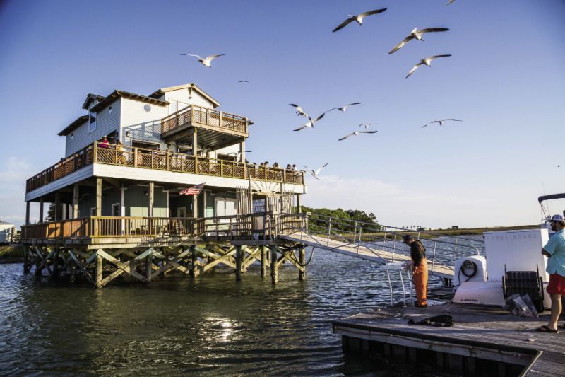 Sunset Cay  Yacht Club: At the south end of Folly, turn right onto 9th Street and follow the paved road to the end. Upstairs from the marina, you’ll find this casual hangout with fried seafood and cheap beers set against the backdrop of the Intracoastal Waterway. 66 W. 9th St. Ext.  Monday-Friday: 4-9 p.m., Saturday-Sunday: Noon-9 p.m. (843) 588-0001 Note: Membership requires $5 in dues and a 24-hour waiting period.